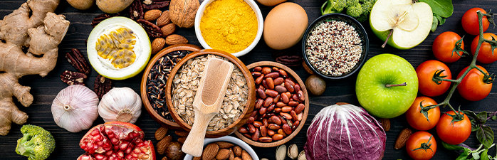 Variety of healthy foods
